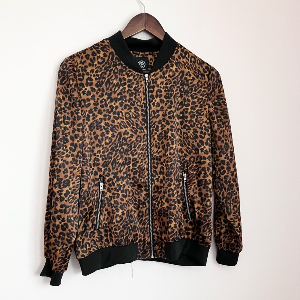 Bobeau Satin Leopard Jacket